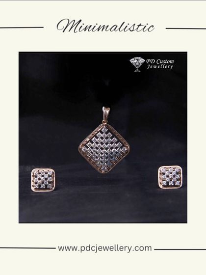 A minimalist and modern diamond pendant set in 14kt hallmarked rose gold. The square-shaped design with a grid of diamonds is both chic and sophisticated.