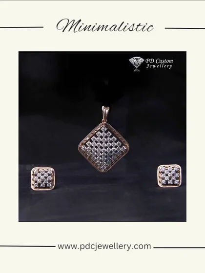 A minimalist diamond pendant set in 14kt rose gold. The simple square design is modern, chic, and perfect for everyday wear.