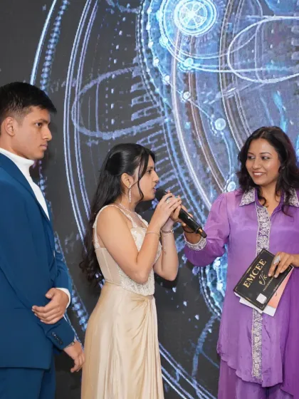 Involving the next generation in the celebration. Here, I am having a chat with the couple's children, who shared beautiful stories about their parents.