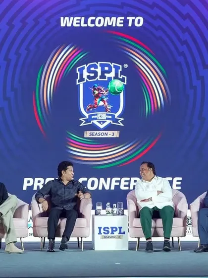 The panel discussion at the ISPL press conference. We provided a professional setup with a large LED backdrop, comfortable seating, and perfect audio-visuals for the speakers.