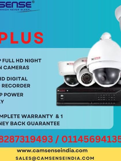 I offer a complete CP Plus setup with 2.4MP full HD night vision cameras, a digital video recorder, and a power supply. This package comes with a 2-year warranty and a money-back guarantee.