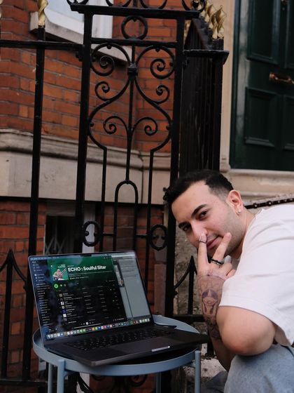 Checking out the 'ECHO: Soulful Sitar' playlist I curated for Spotify. This collaboration allowed me to share my music and the music of other great artists with a global audience.