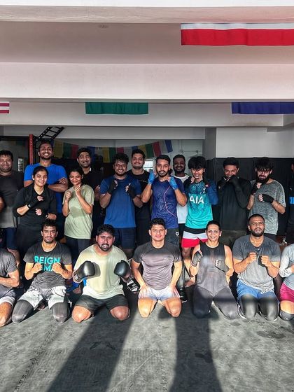 Fierce Fridays. The team poses after a tough kickboxing session, energized and ready for the weekend.