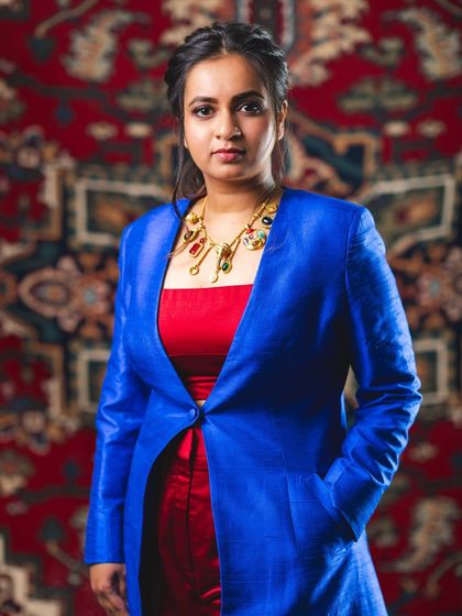 Celebrating my Grammy nomination with a special photoshoot. I'm wearing a stunning ensemble created by my talented friends, which celebrates Indian fabrics and design. This was a family project, filled with love.