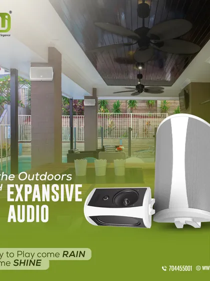A showcase of our all-weather outdoor speaker solutions, designed to deliver expansive audio in any environment, rain or shine. These systems are ideal for commercial spaces like shopping malls, resorts, and outdoor restaurants that require durable, high-performance sound.