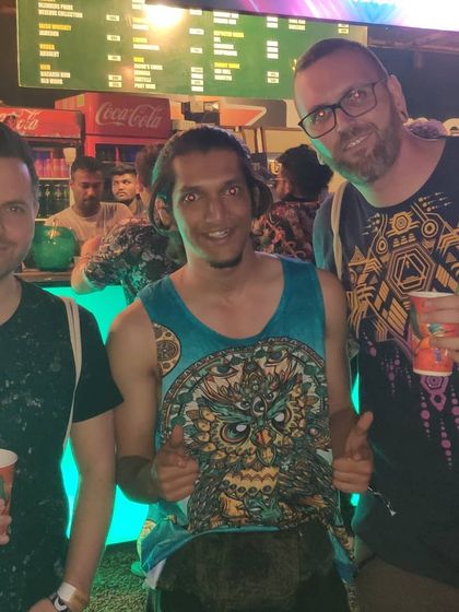 Hanging out at the Hilltop New Year's festival in Goa. It's always a pleasure to see legendary artists perform and connect with friends in the psytrance community.