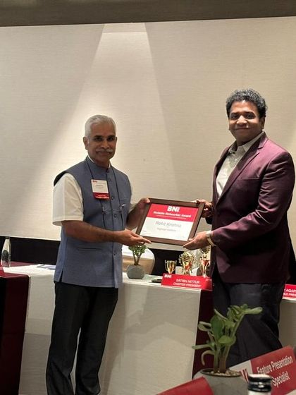 Another shot of the award being presented. We value our connections within the BNI network.