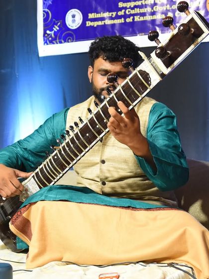 A focused moment during a performance for an event supported by the Ministry of Culture. I am deeply grateful for opportunities to share the heritage of Hindustani music on such respected platforms.