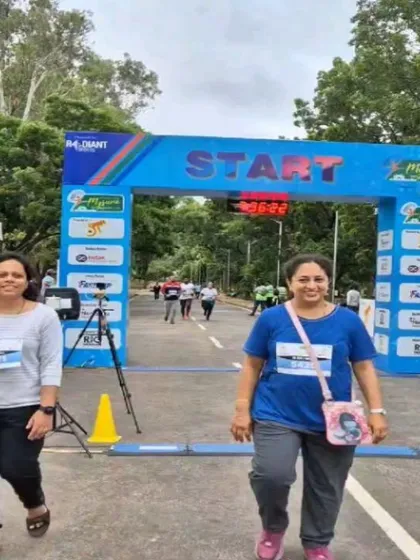 Team members crossing the start line of the Mysuru Run. The journey of a thousand miles begins with a single step.