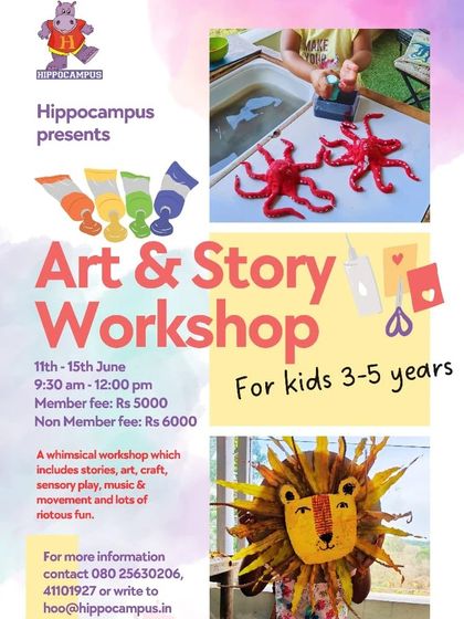 Dive into our Art & Story Workshop! This whimsical session for 3-5 year olds includes stories, art, craft, sensory play, and lots of riotous fun.