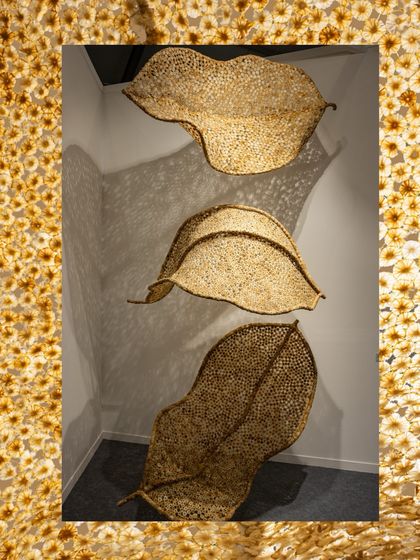 A framed presentation of the 'Biography' installation, bordered by the raw texture of the cigarette butts. This composition emphasizes the core concept: framing waste as art and finding beauty in the discarded.