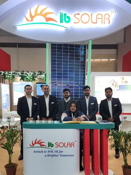 The IB Solar team at our booth, designed to represent our brand's commitment to a brighter future. We were excited to engage with thousands of attendees at the Bharat Solar Expo.