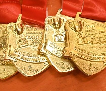A close up of the beautiful gold medals awarded to our International Prodigy winners. Each one is a symbol of excellence and hard work.
