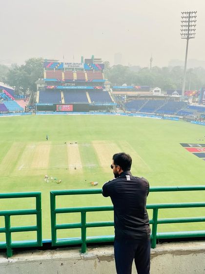 Peace. Overlooking the pitch from the stands. There is a unique sense of tranquility in an empty stadium before the chaos of the game begins.