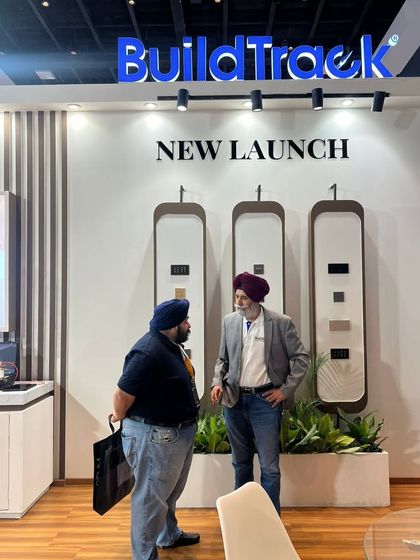 Two attendees in discussion at our new launch display. The Smart Home Expo was the perfect platform to connect with partners and clients, both old and new.