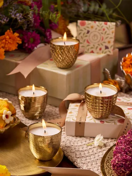Gleaming, sculptural, and enduring. My Metallic Votive Candles are inspired by the artistry of ancient coins. Each piece reflects a heritage of craftsmanship while radiating a modern glow, making it a luminous keepsake.