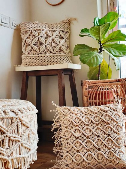 Shikha Agarwal - Custom Macrame & Crochet Home Decor Cozy Textiles: Rugs, Stools & Cushions photo 15