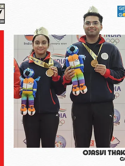 Our shooter Ojasvi Thakur wins the Gold Medal in the 10m Air Rifle Mixed Team event at the 38th National Games.