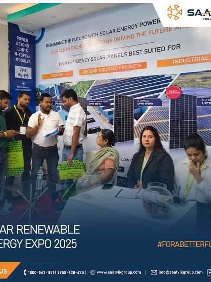 Our team at the Bihar Renewable Energy Expo, ready to discuss our high-efficiency solar panels for rooftop and ground-mounted projects.