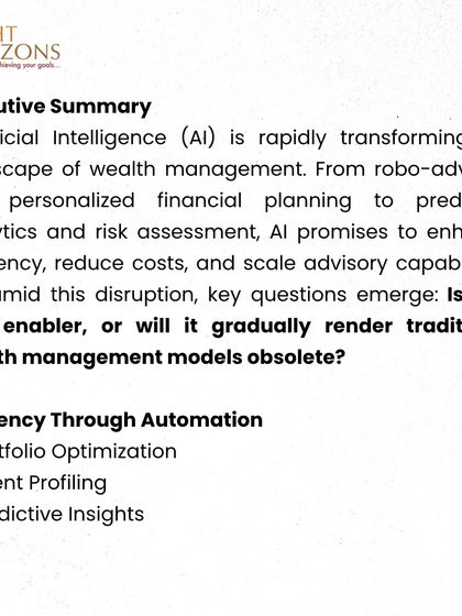 Is AI a threat or an enabler in wealth management? This bulletin unpacks how AI is reshaping the industry, concluding that wealth managers who embrace AI will thrive by combining algorithmic efficiency with human insight.