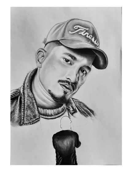 Progress shots of my Vivian 'Divine' Fernandes portrait, showing the layering of charcoal to create the mood and likeness.