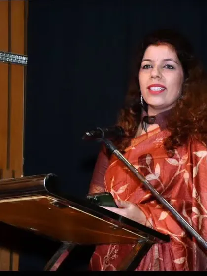 Mrs. Nishitha Tripathi, one of our esteemed guests, addresses the audience. Her presence and encouraging speech were a source of great inspiration for everyone at the event.