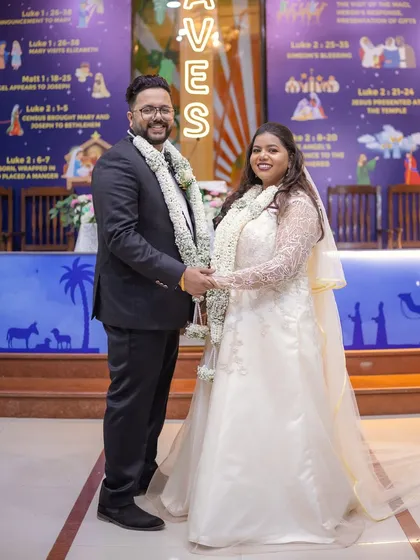 A photo of the couple inside the church, marking the beginning of their journey together.