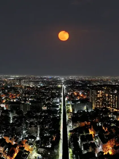 I captured this 180-degree panoramic view of the Blood Moon rising over South Bengaluru. It shows how I can document unique city-wide events from a perspective no one else can get.