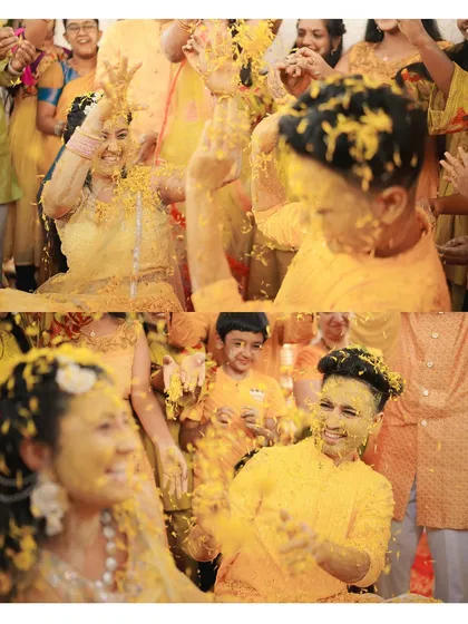 Pure, uninhibited joy! This is what a Haldi ceremony is all about. I focus on capturing these candid moments of laughter and celebration with family and friends, creating memories that feel as lively as the day itself.