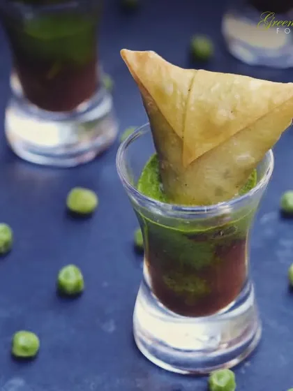 I love to present classic Indian snacks in a modern way. These mini samosa shots, served with tangy and spicy chutneys, are a perfect example of how I blend tradition with creative food presentation to delight your guests.
