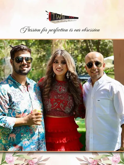 The couple and our founder enjoying the beautiful brunch celebration we curated in Alibag.
