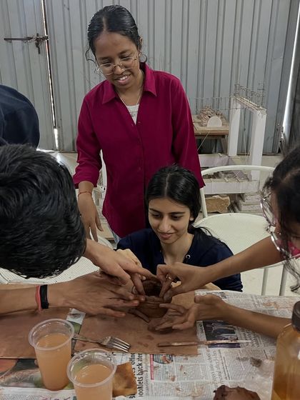 I love the moments in workshops when students step up to help each other. Here, architecture students at V.E.S. work together as a team, fully engaged in the process.