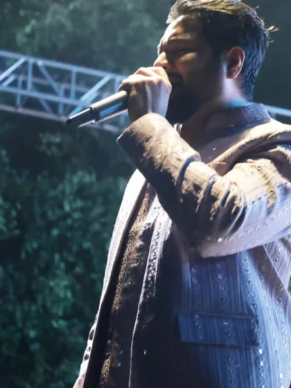 A close-up shot, capturing the intensity and emotion of a live performance.
