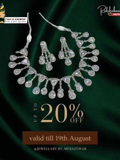 This beautiful white stone necklace set is part of my Rakshabandhan limited offer. The delicate, dangling design gives it a graceful and modern look.