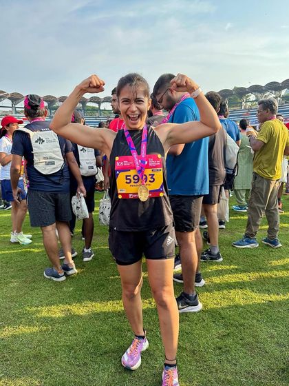Flexing with pride after the TCS10K. This race was a comeback story after an injury, proving that with patience and smart training, you can return stronger than before.