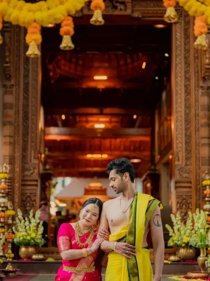 The serene beauty of a South Indian wedding, rich with tradition and colour. We have a deep appreciation for diverse cultural ceremonies and are experienced in capturing the unique rituals that make your day special.