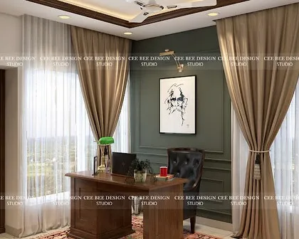 A reading nook paying tribute to Rabindranath Tagore, with his handwritten manuscripts displayed on the wall.