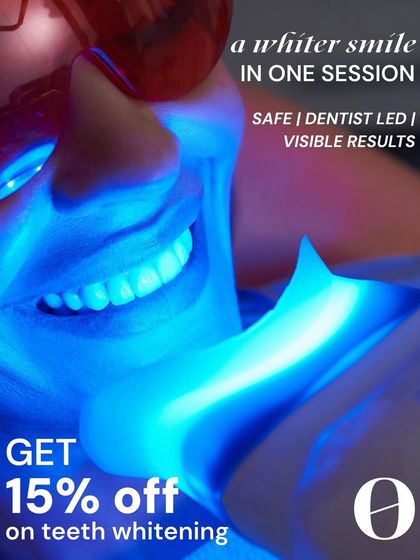 Get a visibly whiter smile in just one safe, dentist led session. My professional teeth whitening service uses the Advanced Zoom system to lift years of stains and give you an instant confidence boost. This promotional graphic highlights an offer to make your dream smile more accessible.