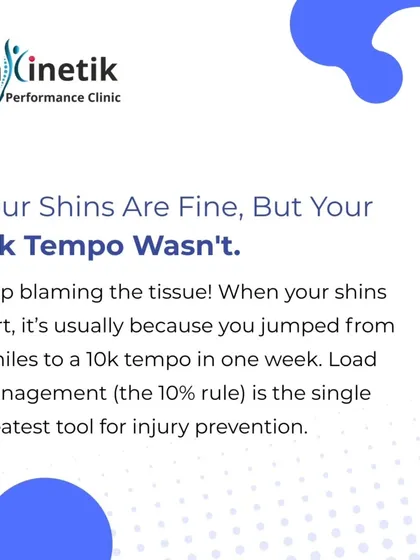 Your shins are fine, but your 10k tempo wasn't. When your shins hurt, it's usually because of a sudden jump in training load. Proper load management, like following the 10% rule, is the single greatest tool for injury prevention.