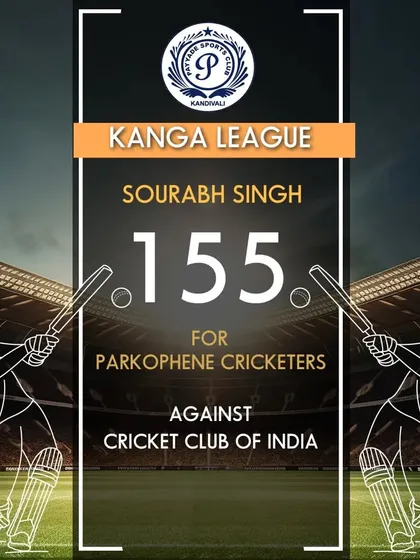 A fantastic innings of 155 runs from Sourabh Singh for Parkophene Cricket Club during a Kanga League match.