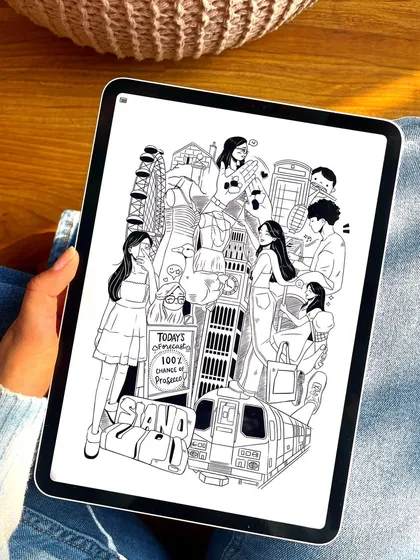 A complex doodle I created to capture my memories from a trip to London. This shows my ability to work with intricate line art and compose many elements into a single, detailed piece.