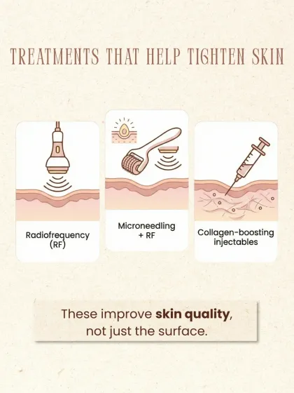 To effectively treat cellulite, we need to improve skin quality from within. I use treatments like Radiofrequency (RF), Microneedling with RF, and collagen-boosting injectables to tighten the skin and smooth its appearance.