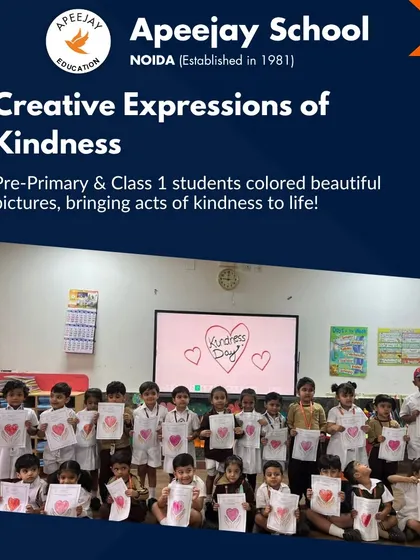 Our Pre-Primary and Class 1 students participated in creative expressions of kindness by coloring beautiful pictures that brought acts of kindness to life, making the concept tangible and relatable for them.
