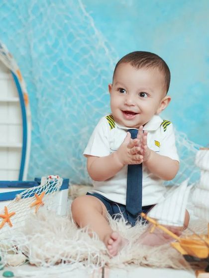 Ahoy, little sailor. Our new sailor theme comes with a cute uniform, a boat, and a nautical backdrop for an adorable seafaring adventure.