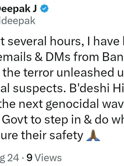 An urgent appeal to the Indian Government to step in and ensure the safety of Bangladeshi Hindus. As the civilizational homeland, Bharat has a duty to protect Hindus everywhere.