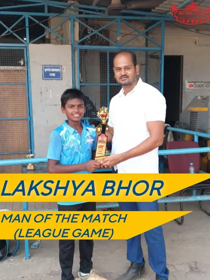 Lakshya Bhor awarded 'Man of the Match' for his performance in a league game of the U-14 Mini IPL.