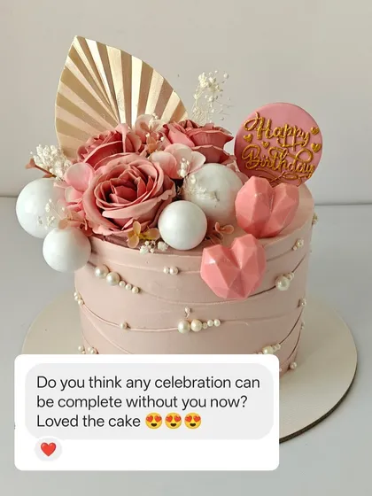 The client's reaction to the pastel pink surprise cake says it all: "Do you think any celebration can be complete without you now?"
