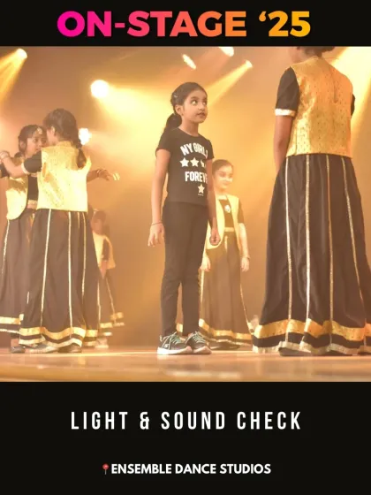 A light and sound check in progress. Our students are on stage while the technical team fine tunes the lighting, giving them a real feel for the final show environment.