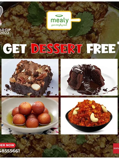 To make the FIFA World Cup season sweeter, we offered a free dessert with our meals. Customers could choose from brownies, choco lava cake, gulab jamun, or gajar halwa.