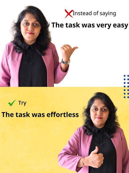 Rather than saying 'The task was very easy', you can say 'The task was effortless'. This shows a better command of the language and makes your description more effective.